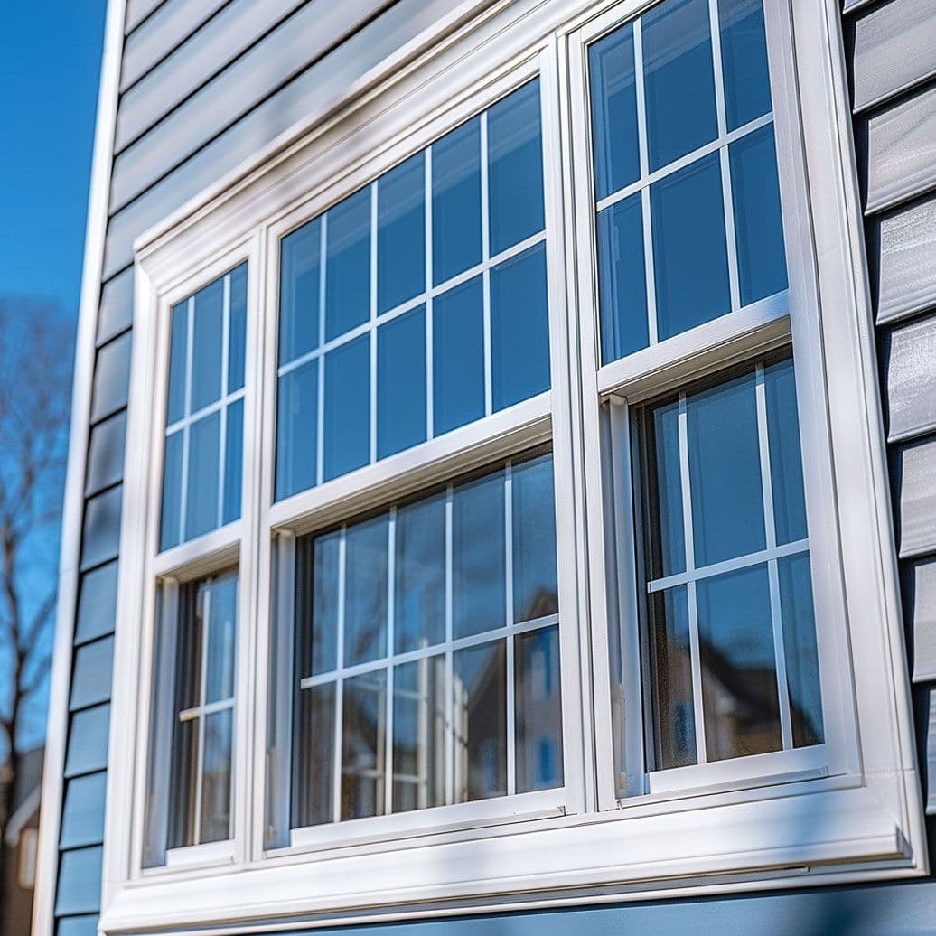 Exterior Vinyl Window with White Trim