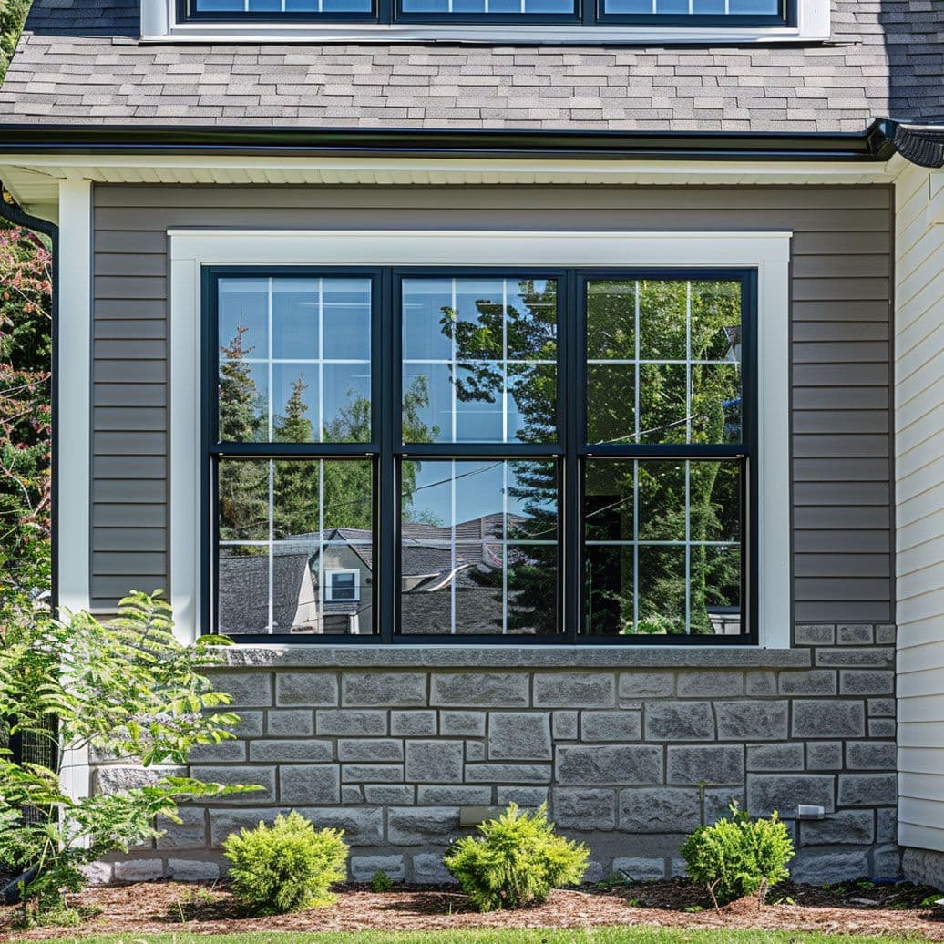 Exterior Triple Pane Window w/ Black Trim